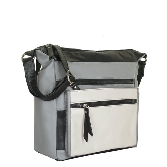 Genuine Leather Women’s Grey Crossbody Sling Bag – Everyday Travel Shoulder Bag - Picture 5 of 9